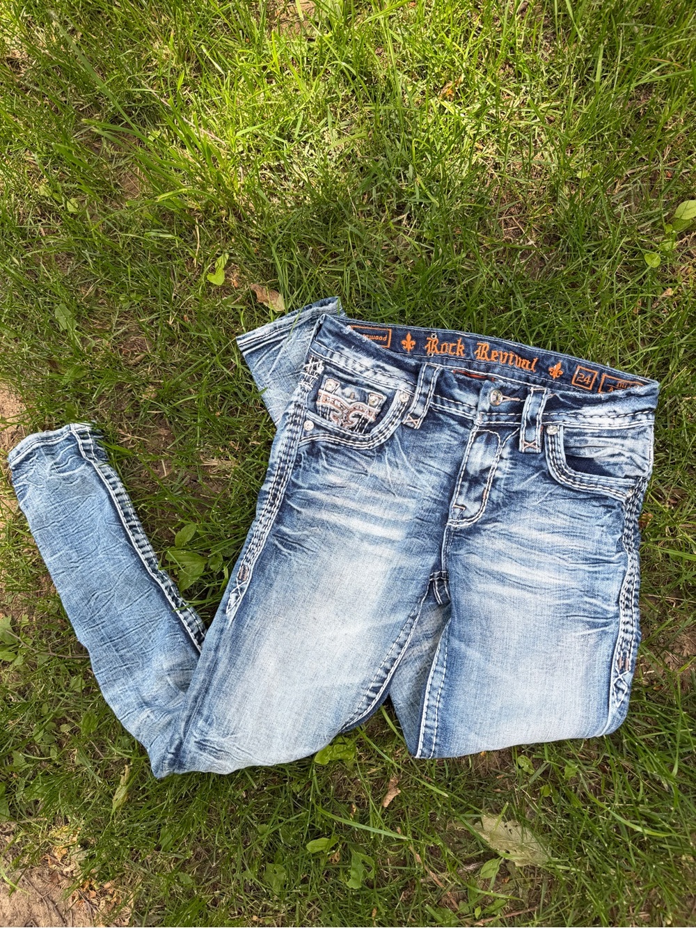 Rock Revival Rosewood Midrise Ankle Skinny Jeans 24